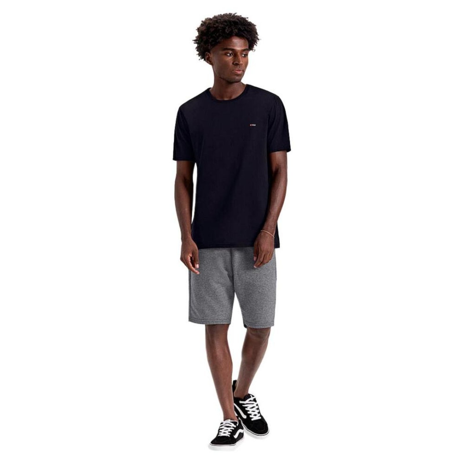 Camiseta Básica Manga Curta Masculina Fico 00976 Preto