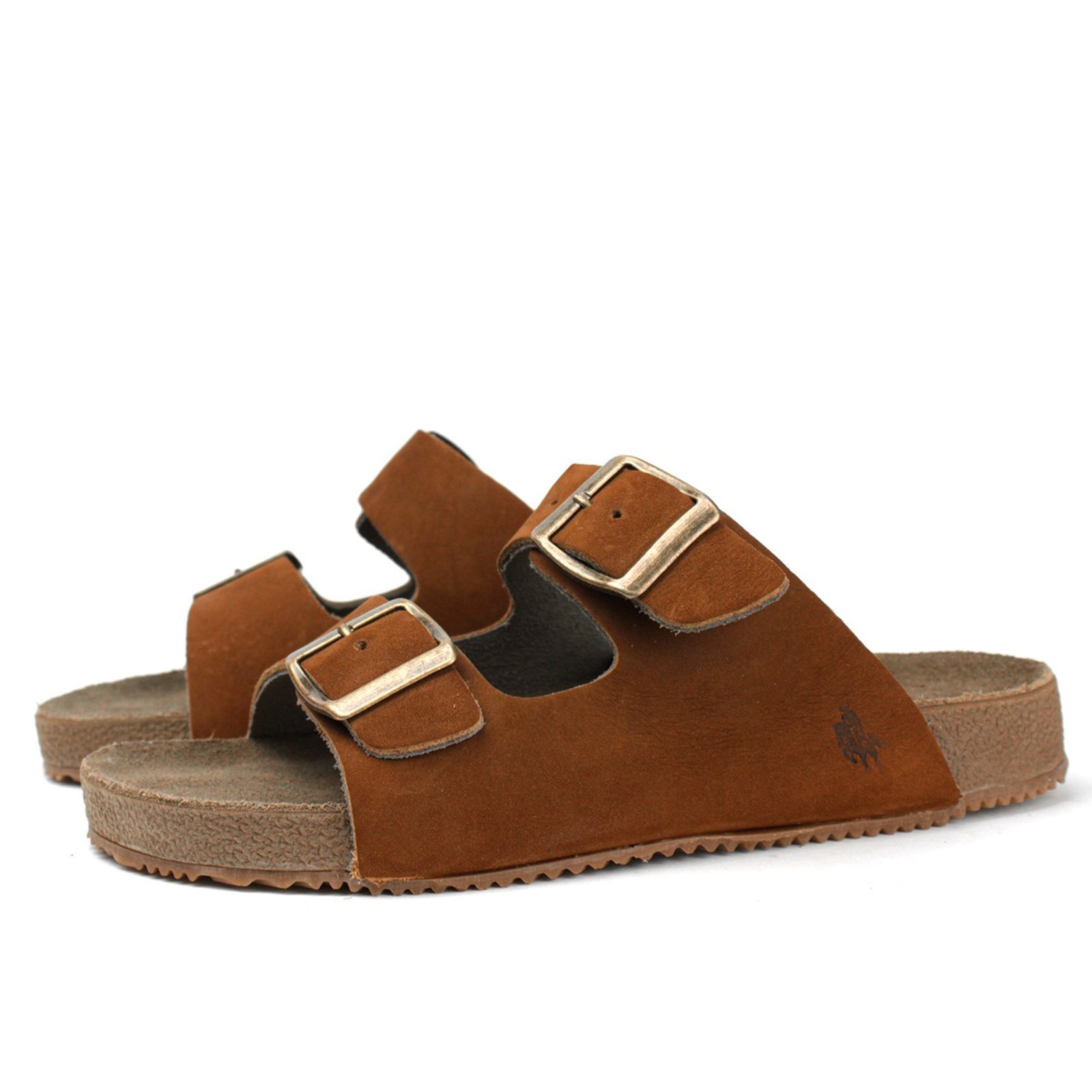 Vista 3 Sandália Papete Couro Unissex Ajuste Fivelas Forro Couro Solado Flat Emborrachado Anatômico Terra super shoes marrom super shoes marrom