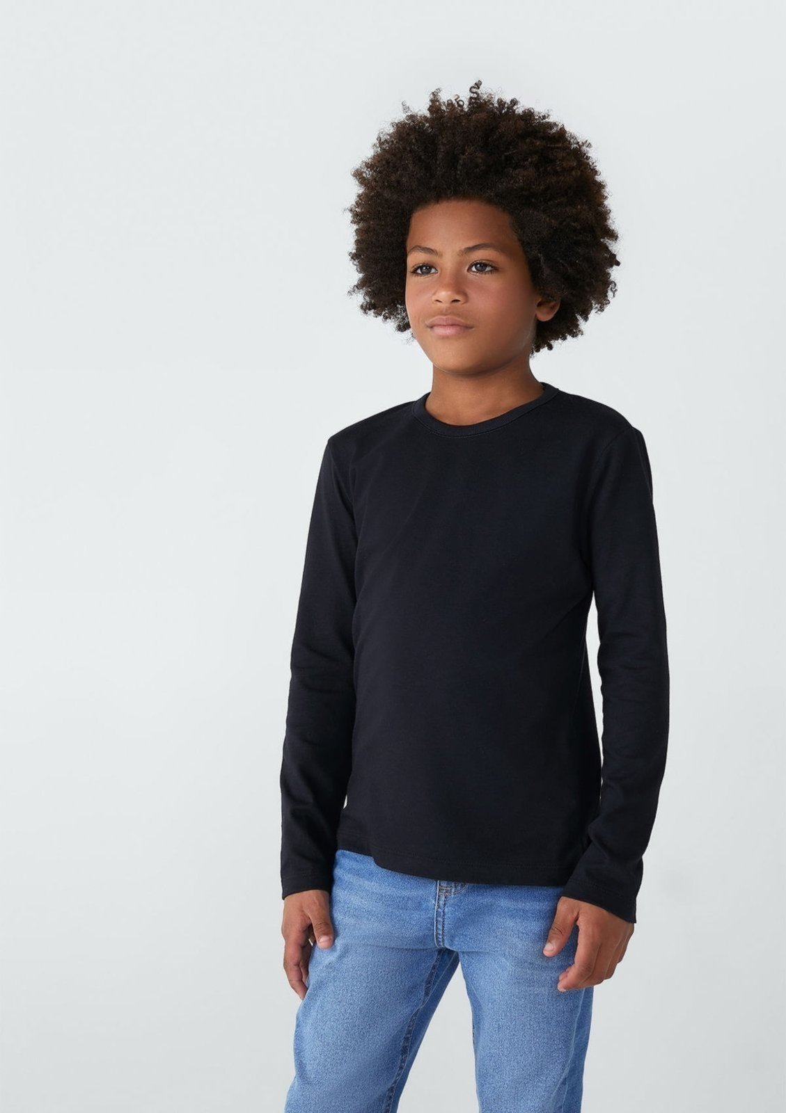 Infantil – Camiseta Manga Longa Tam 1 A 16 – Preto
