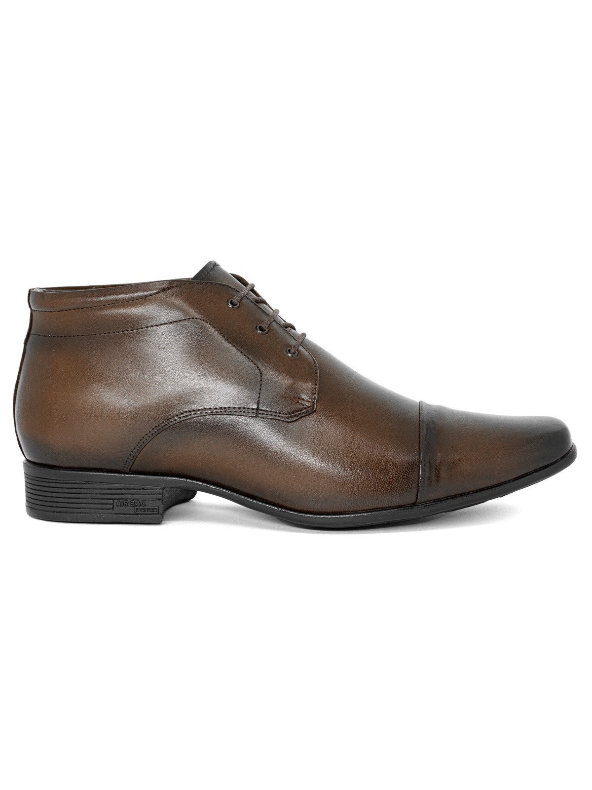 Bota Social Masculina Jota Pe Aumenta Altura +6,5cm AirBag Couro Marrom Dark Brown
