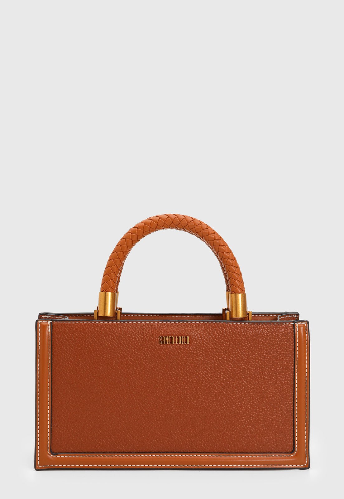 Bolsa Grande Feminina Santa Lolla Alça Trançada Caramelo