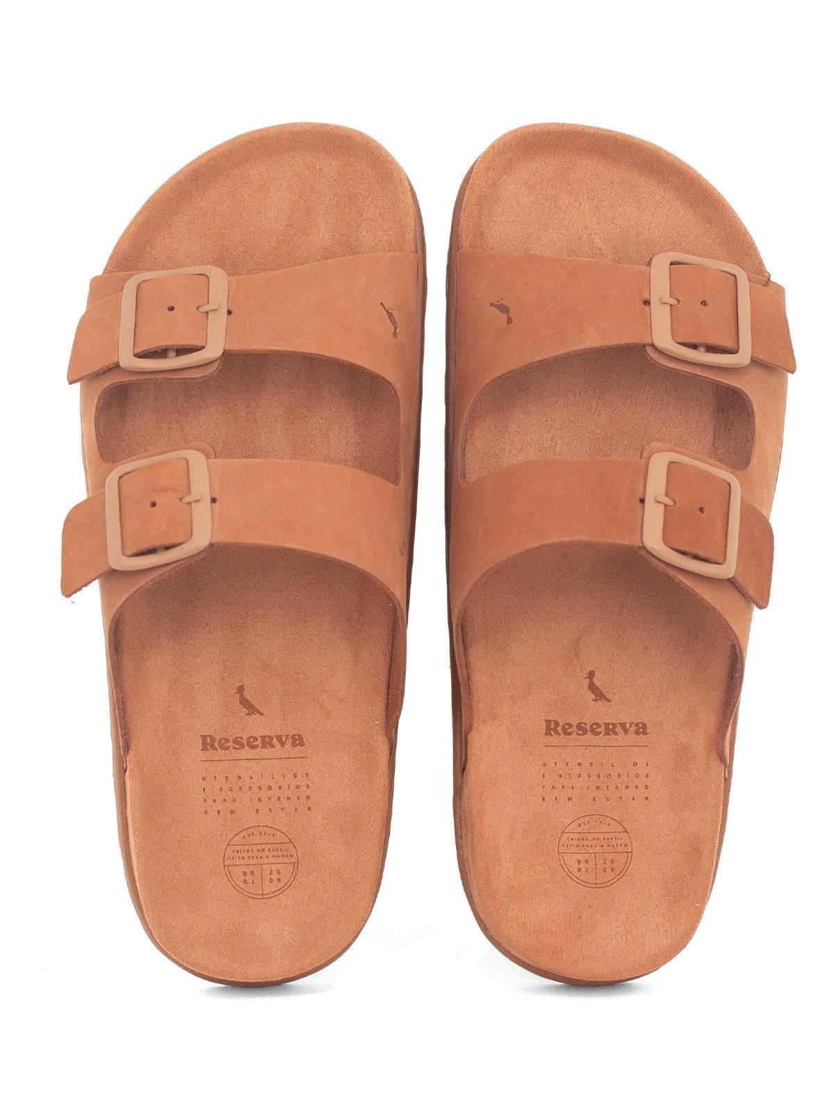 Sandália Masculina Reserva Go Casual Francisco Nobuck Confortável Solado Chinelo Marrom Camel Arz