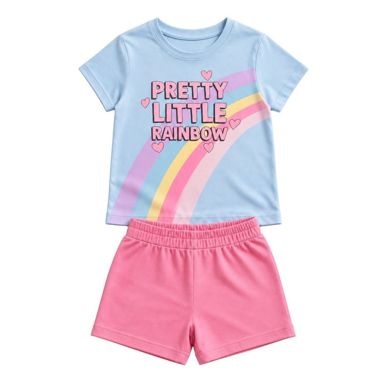 Infantil - Conjunto Menina Blusa Meia Malha Penteada Bermuda Moletinho