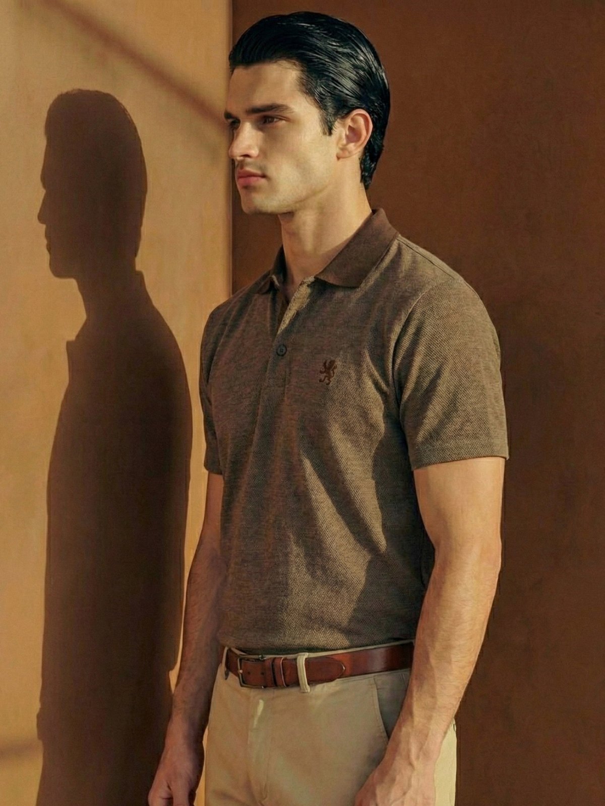 Vista 3 Camisa Polo Manga Curta Social FS CONCEPT marrom FS CONCEPT marrom