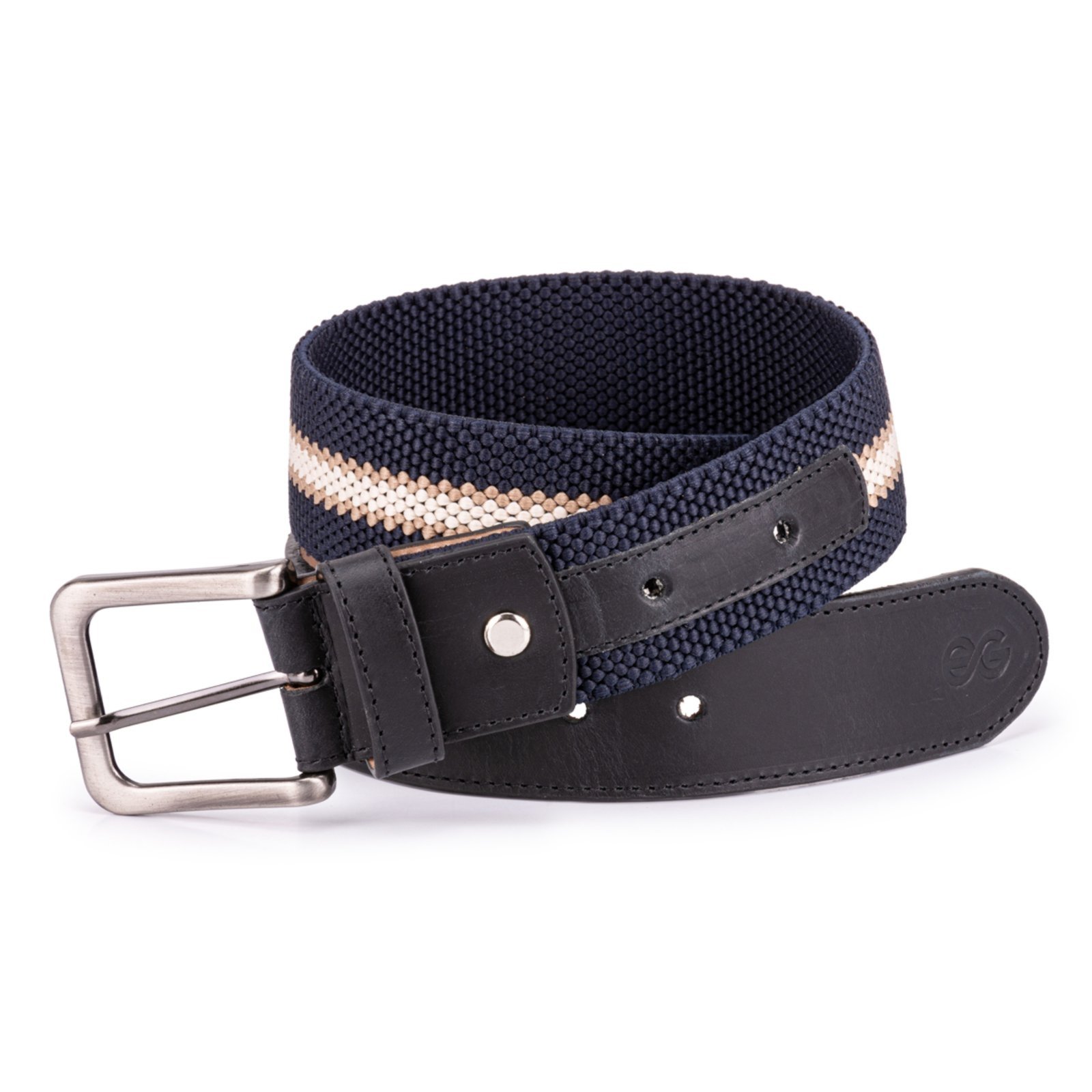 Cinto Masculino Couro Legítimo Elástico Esportivo Ajustável Ello Griff Preto