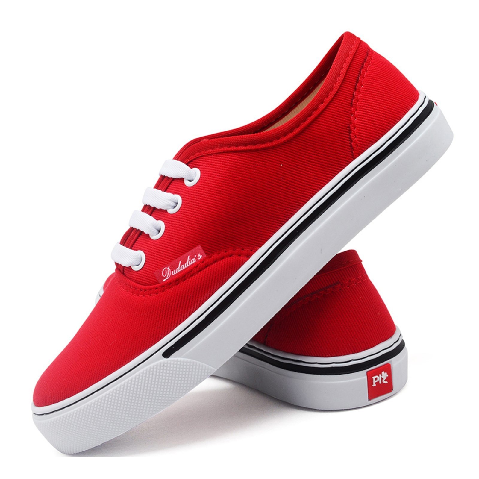 Tênis Feminino Adulto Juvenil Casual Leve em Lona Vermelho