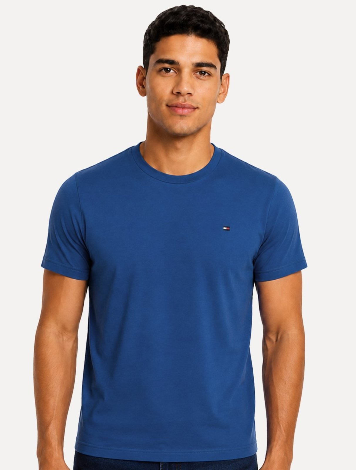 Camiseta Tommy Hilfiger Masculina Pigment Blue Slim Fit Essential Stretch