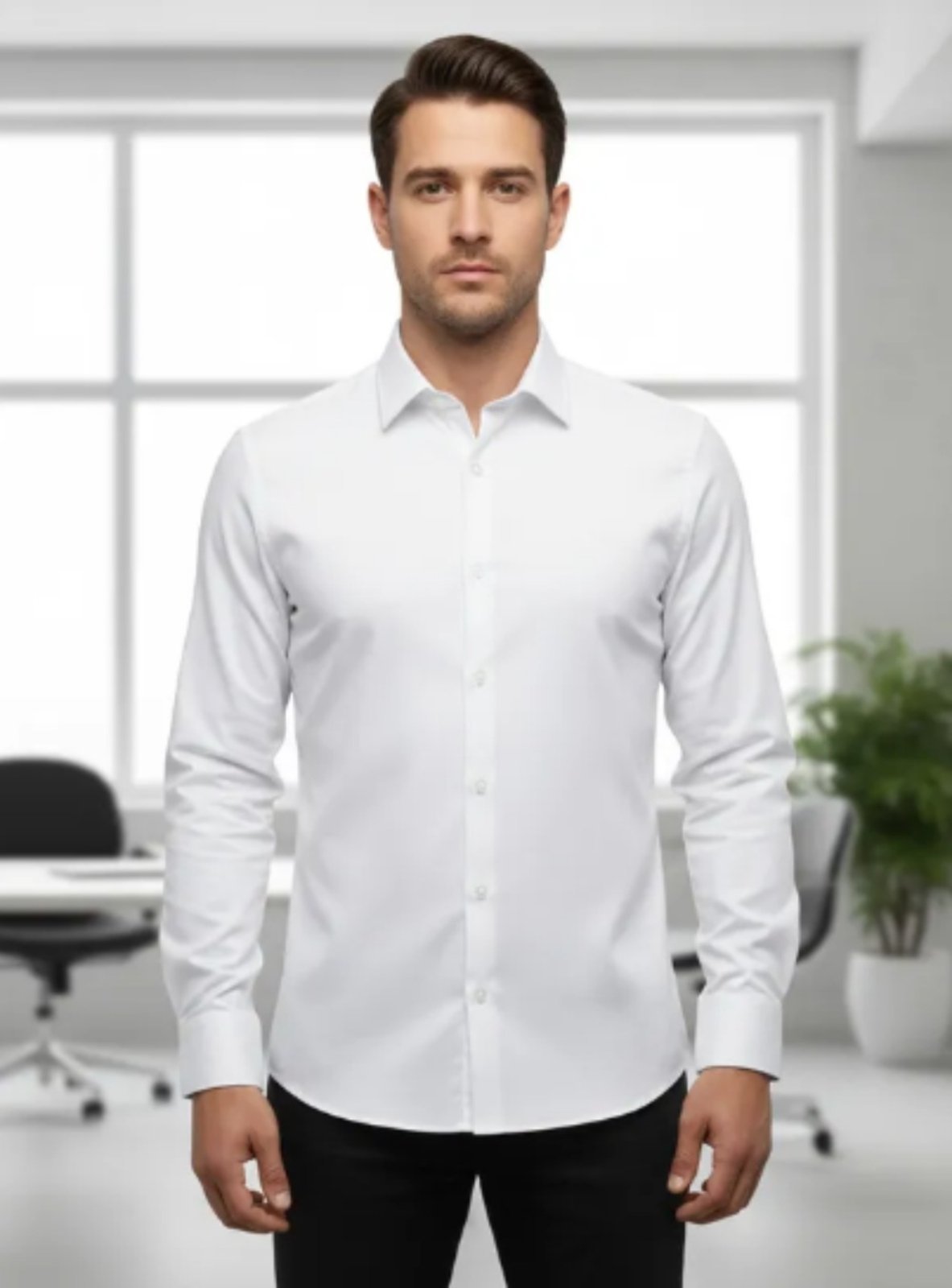 Camisa Social Amil Filati Comfort Algodão Fio60 Com Elastano Acetinado Luxo Branco