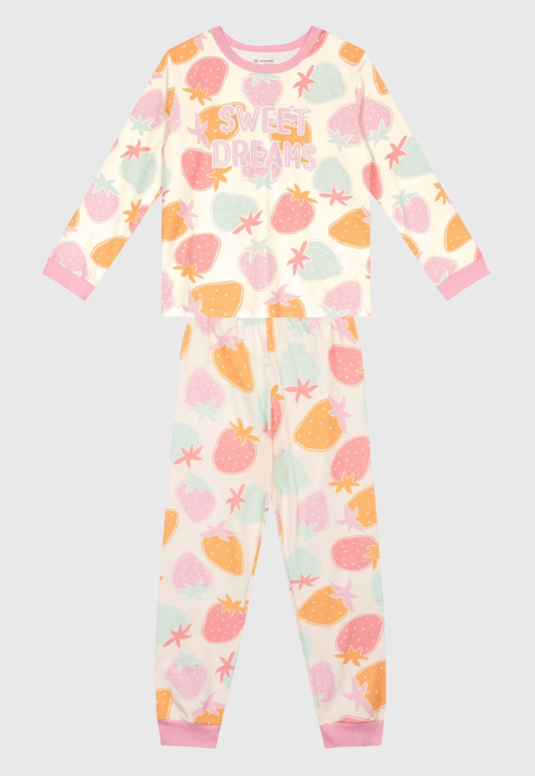 Pijama Brandili Estampa Morangos Branco