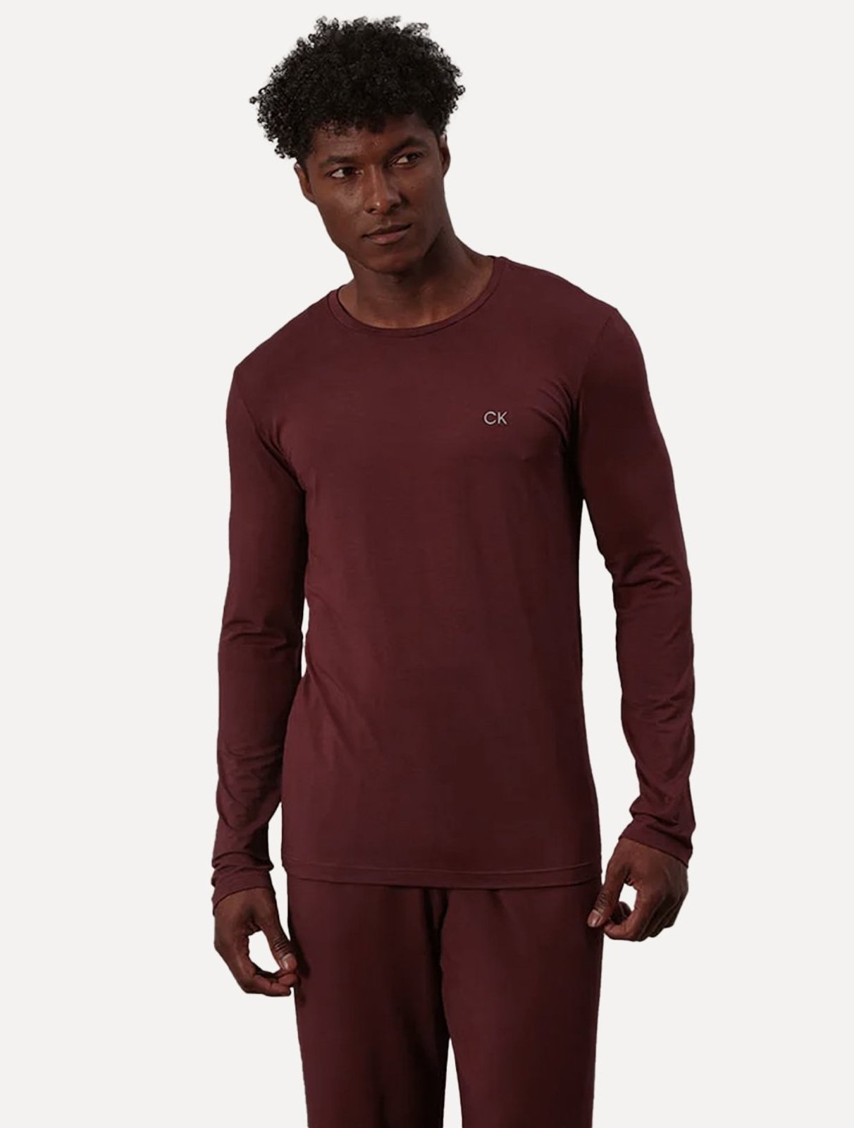 Pijama Calvin Klein Masculino Manga Longa Calça CK Modal Bordô