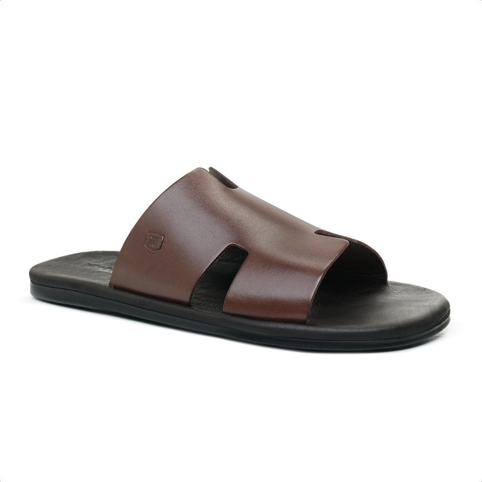 Chinelo Masculino Couro Malbork Marrom Anatômico Confortável Casual 007151M
