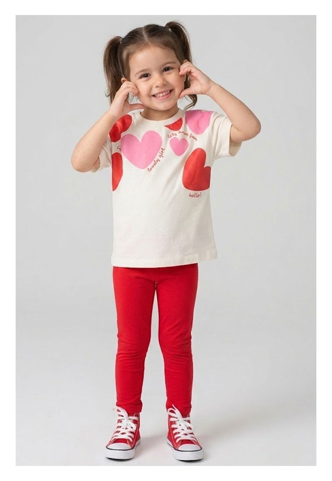 Infantil - Conjunto Bem Vestir Menina Corações Legging