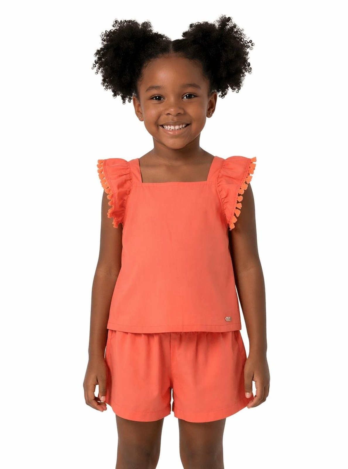 Infantil - Conjunto Menina Primavera Doce Alphabeto Mangaba Laranja