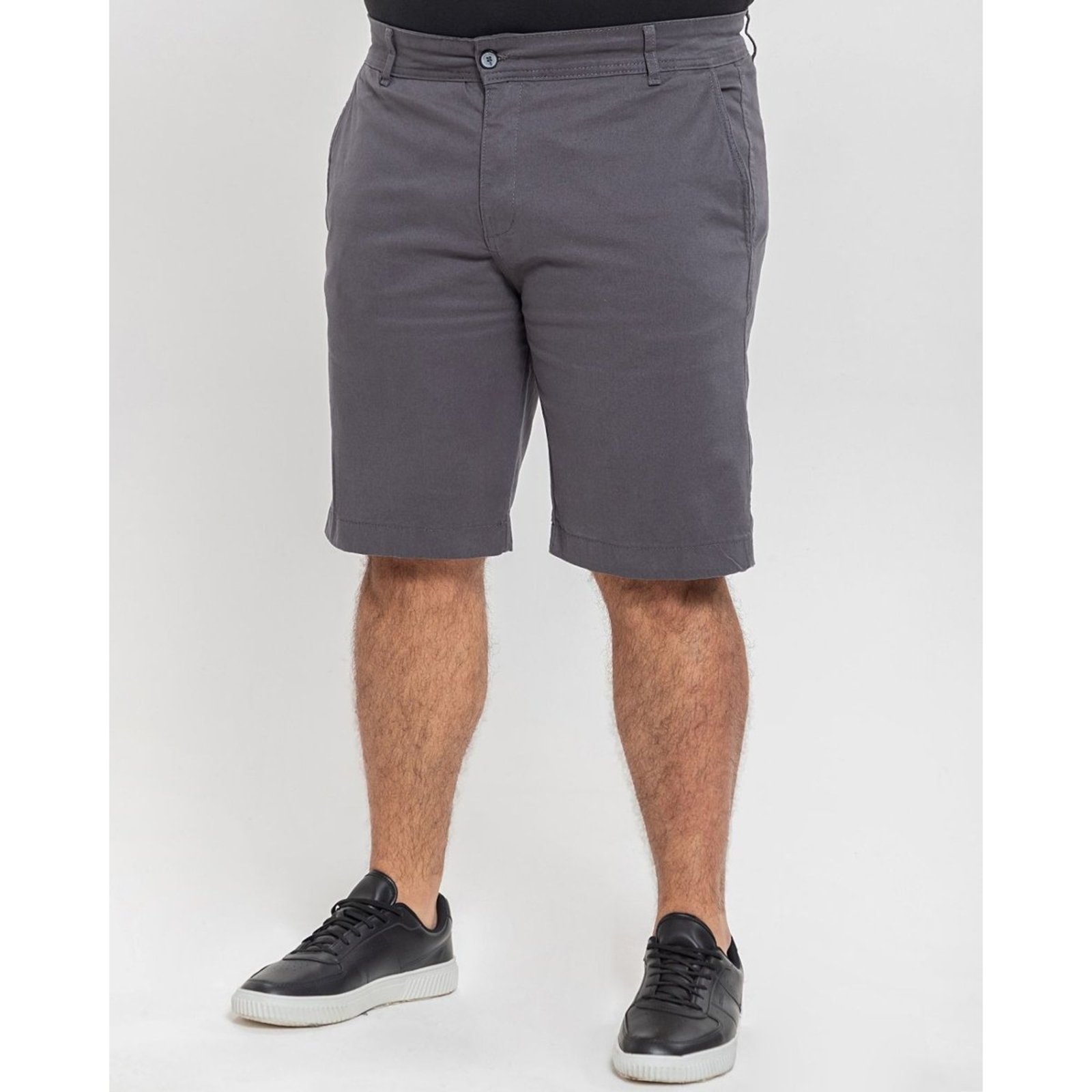 Bermuda Masculina Alfaiataria Plus Size Sarja Chumbo