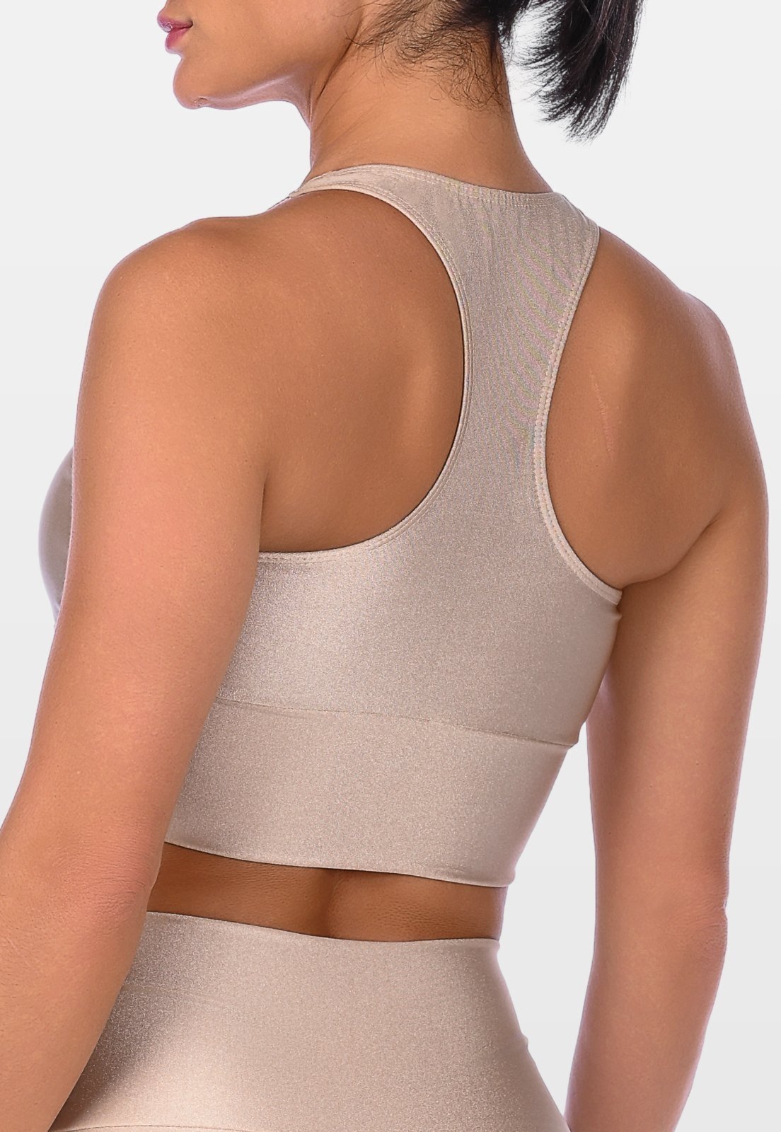 Vista 3 Top Nadador Fitness Cós Largo Cirrê Summer Soul Bojo Removível bege Summer Soul bege