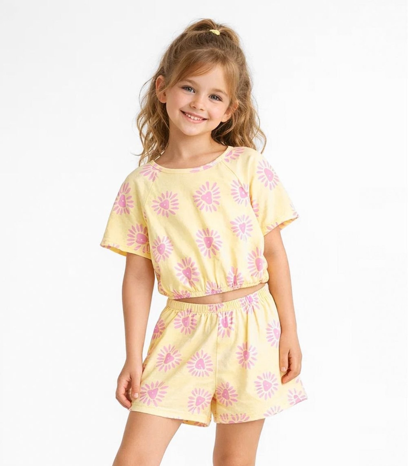 Infantil - Conjunto Menina Blusa E Short Select Amarelo