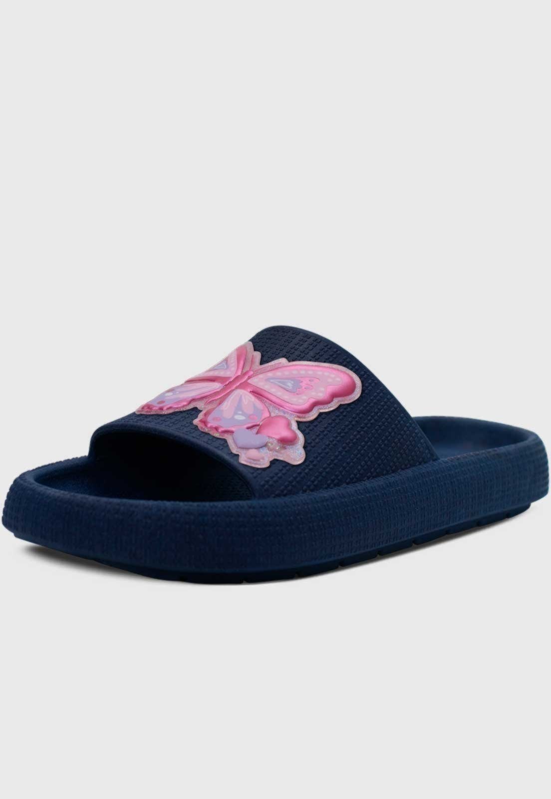Infantil – Chinelo Nuvem Popidi Menina Borboleta Marinho