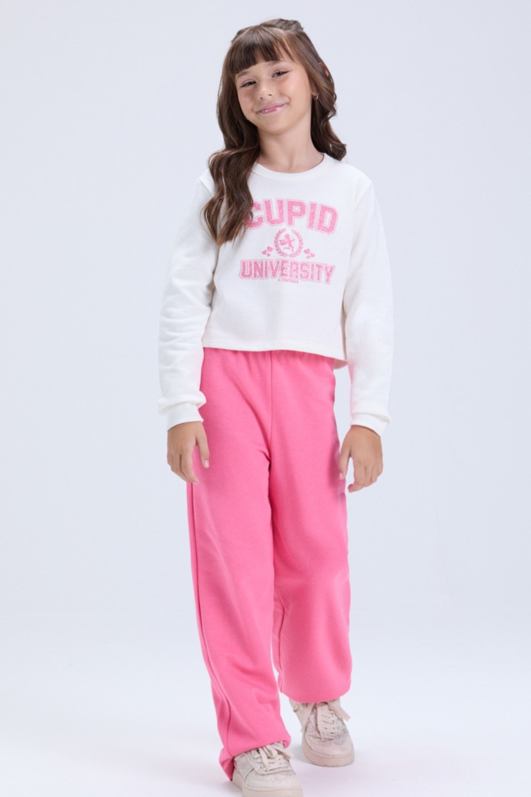 Infantil - Conjunto Feminino Inverno Moletom Wide Leg University