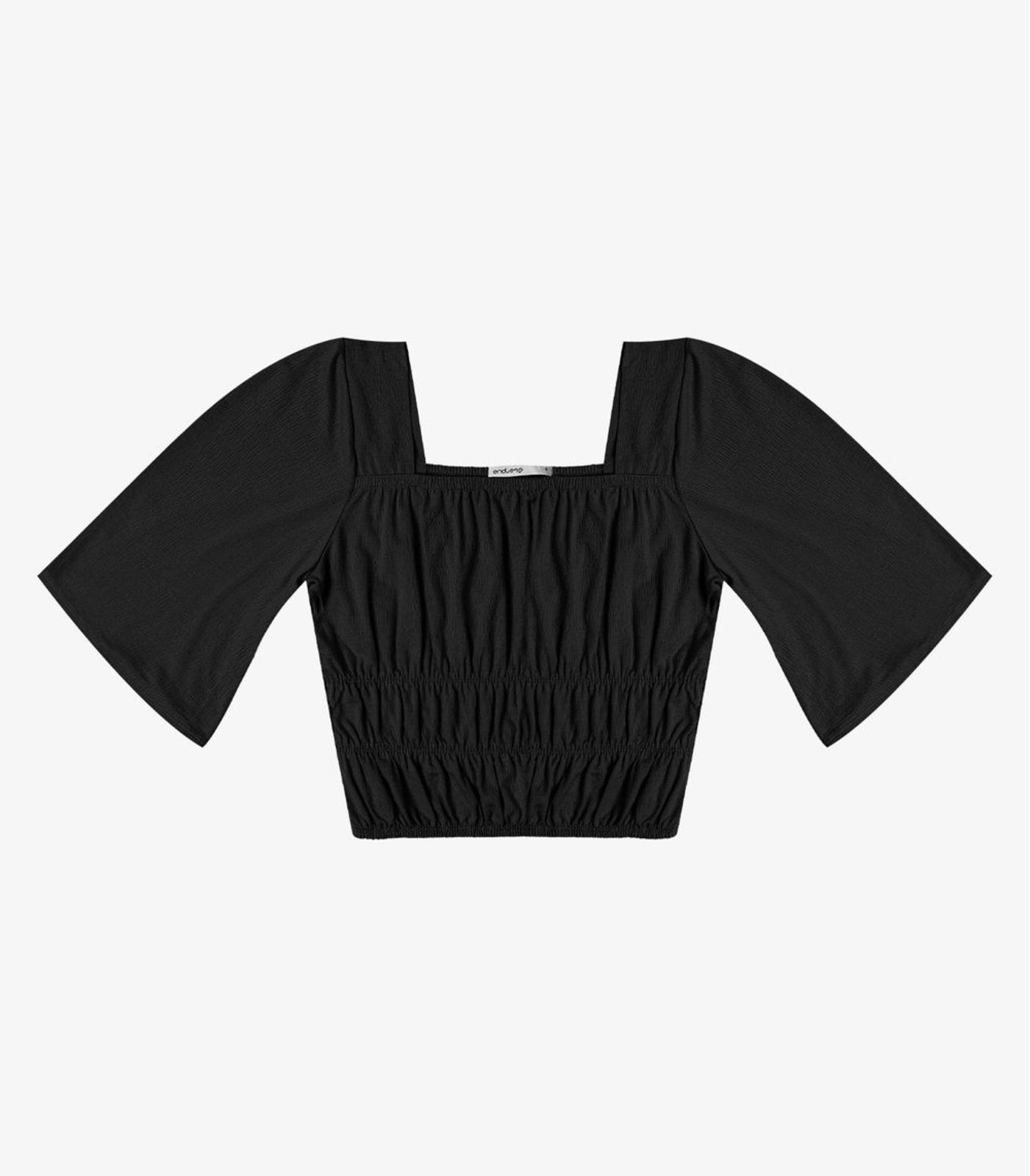 Blusa Cropped Feminina com Manga Ampla Endless Preto