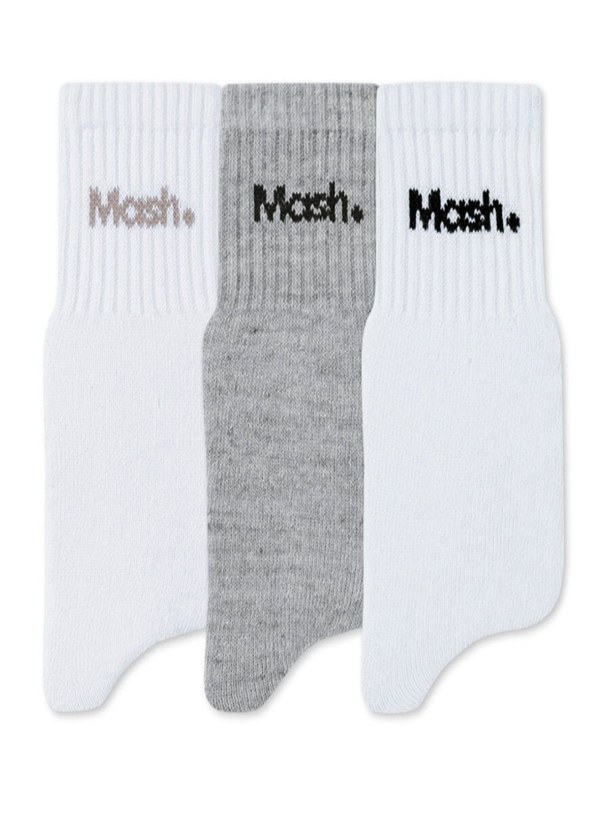 Kit 3 Pares de Meias Cano Curto Mash 202.05 Branco/cinza