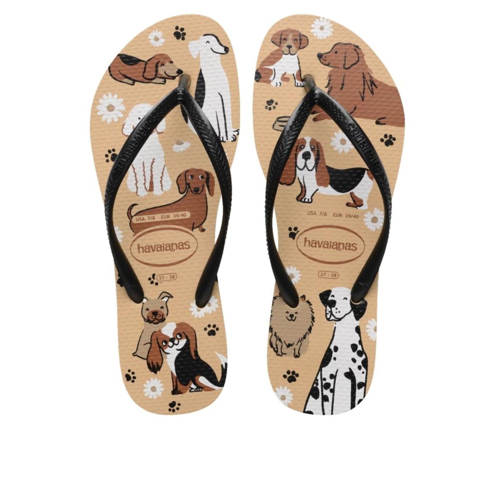 Vista 2 Chinelo Feminino Havaianas Pets Preto dourado Havaianas dourado