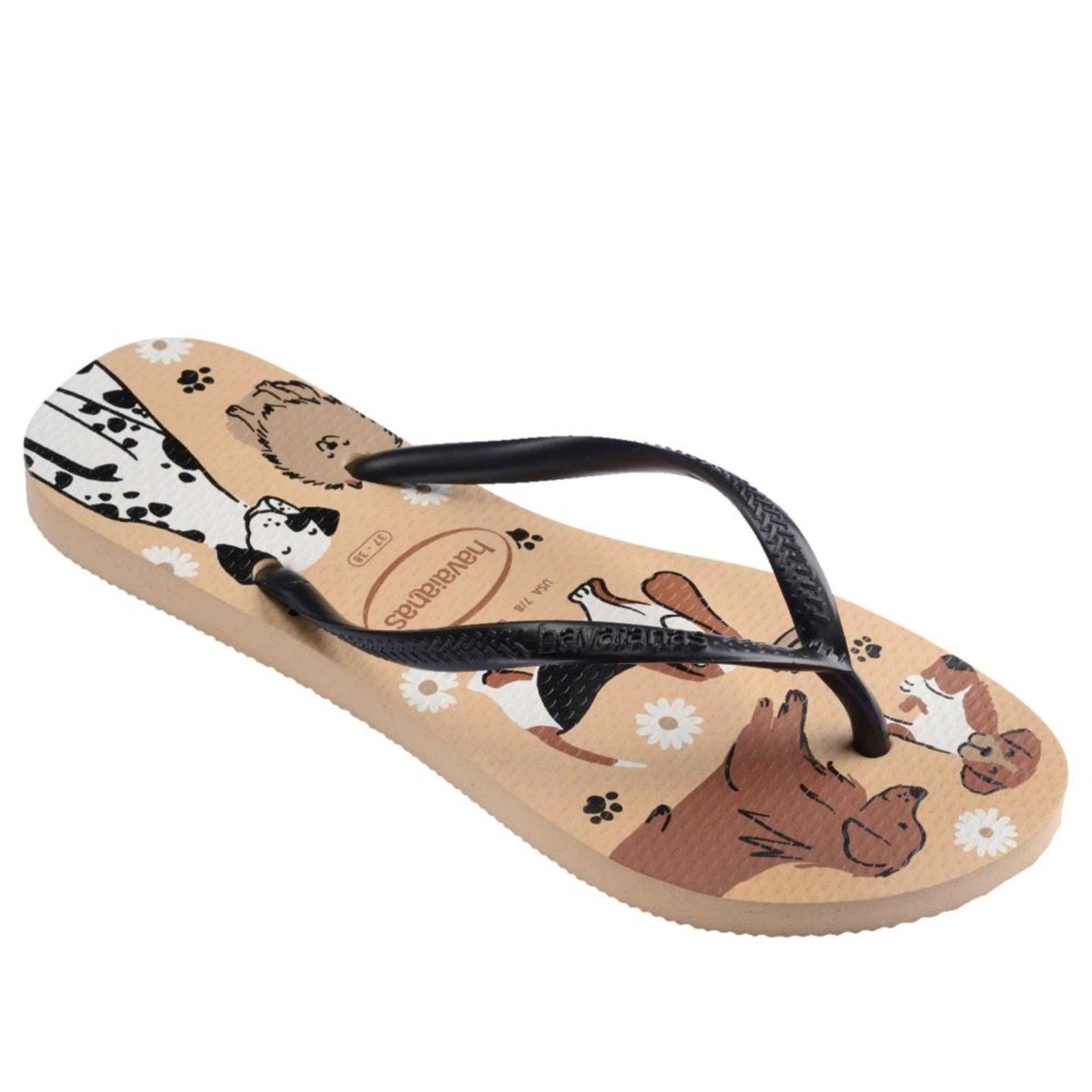 Vista 3 Chinelo Feminino Havaianas Pets Preto dourado Havaianas dourado