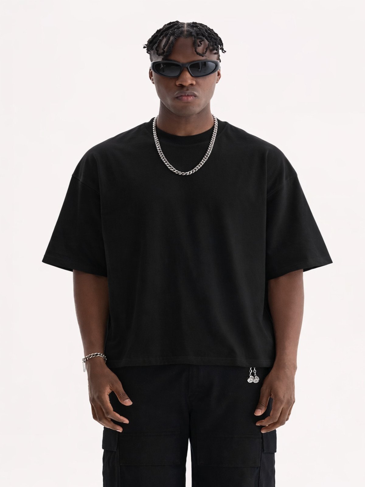 Camiseta Oversized Masculina Safira Moda Algodão Preto