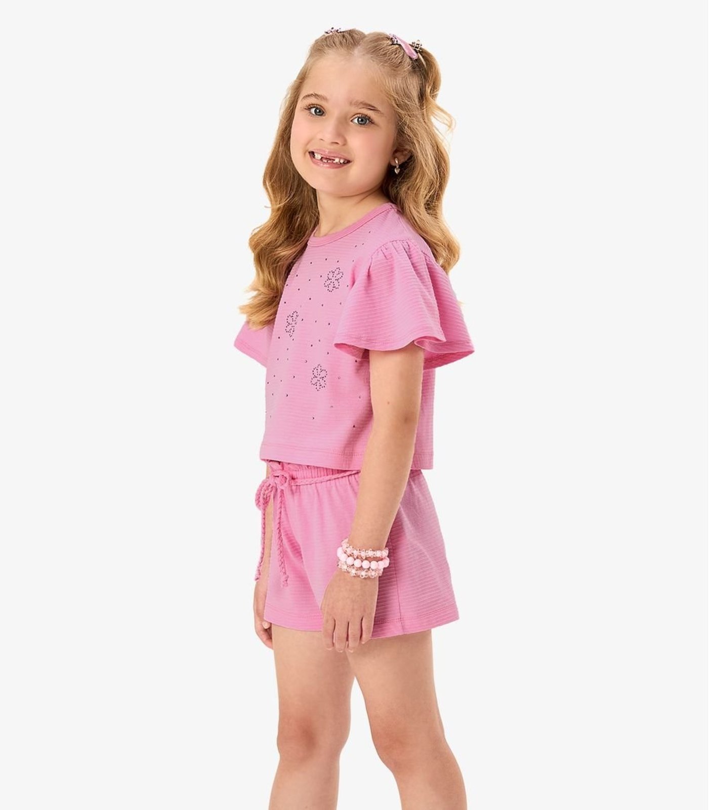 Infantil - Conjunto Blusa Com Shorts Rovi Rosa
