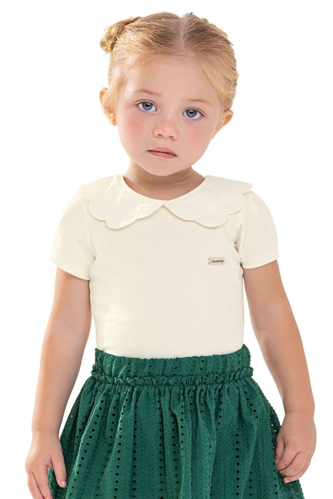 Infantil - Blusa Menina Cotton Gola Boneca Colorittá Verde