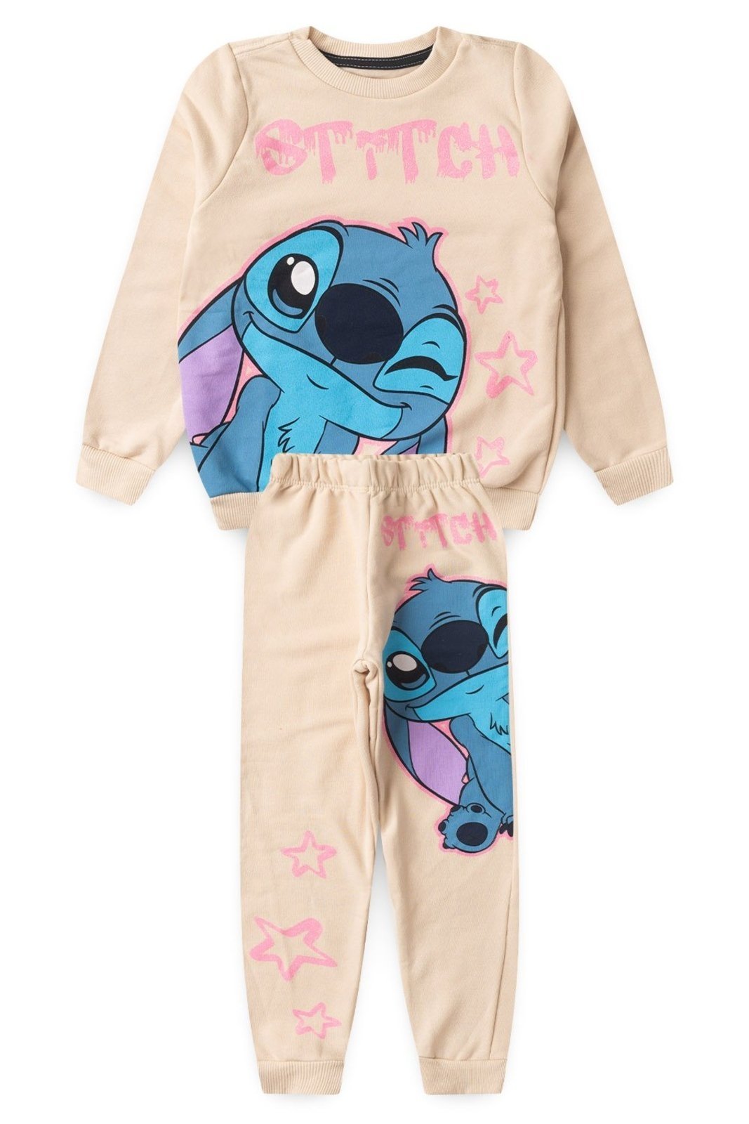 Infantil - Conjunto Disney Moletom Stitch Bege