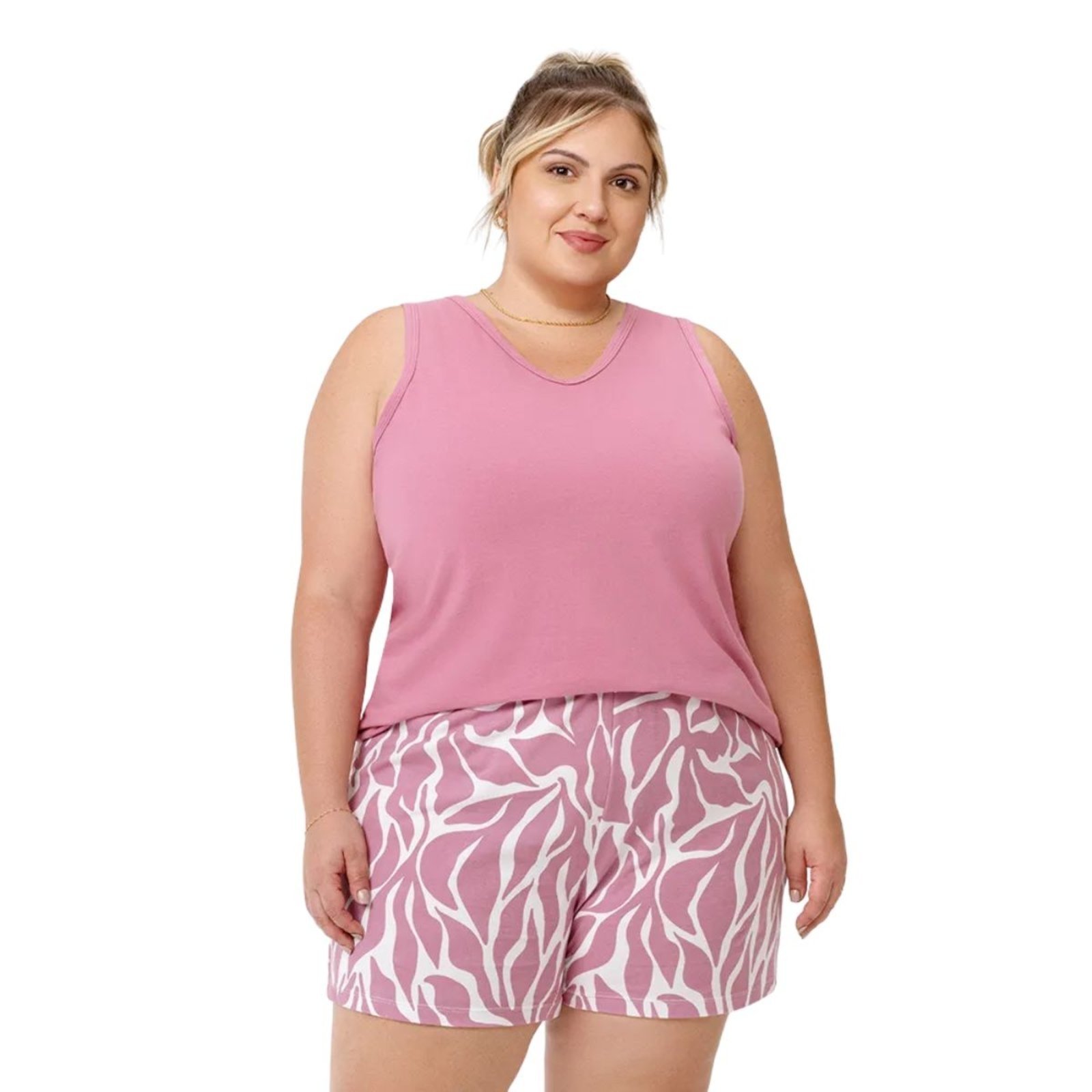 Pijama Plus Size Blusa Regata e Short Estampado Zee Rucci