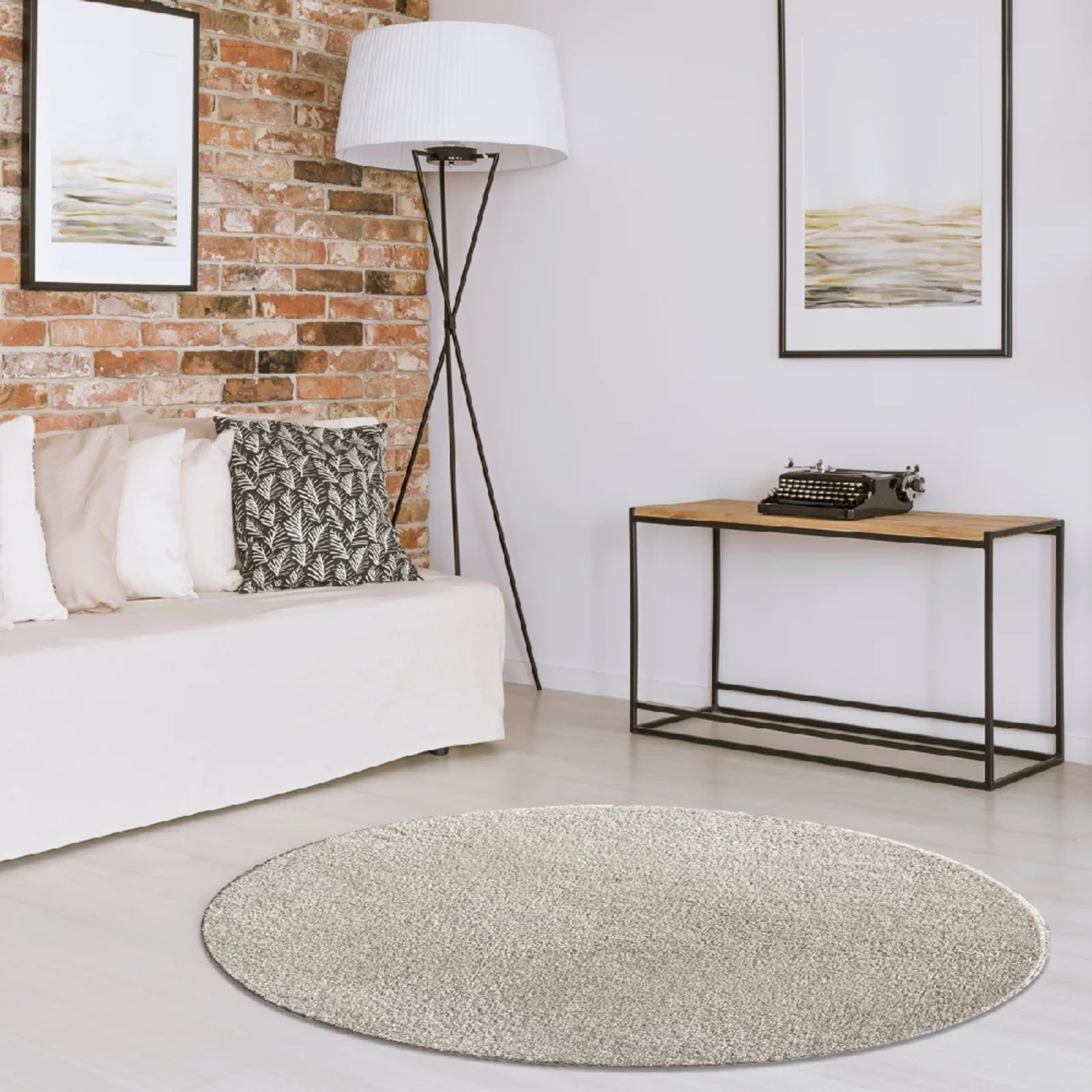 Tapete Vip Class Pelo Baixo Antiderrapante - Jolitex - Bege - 150cm Redondo