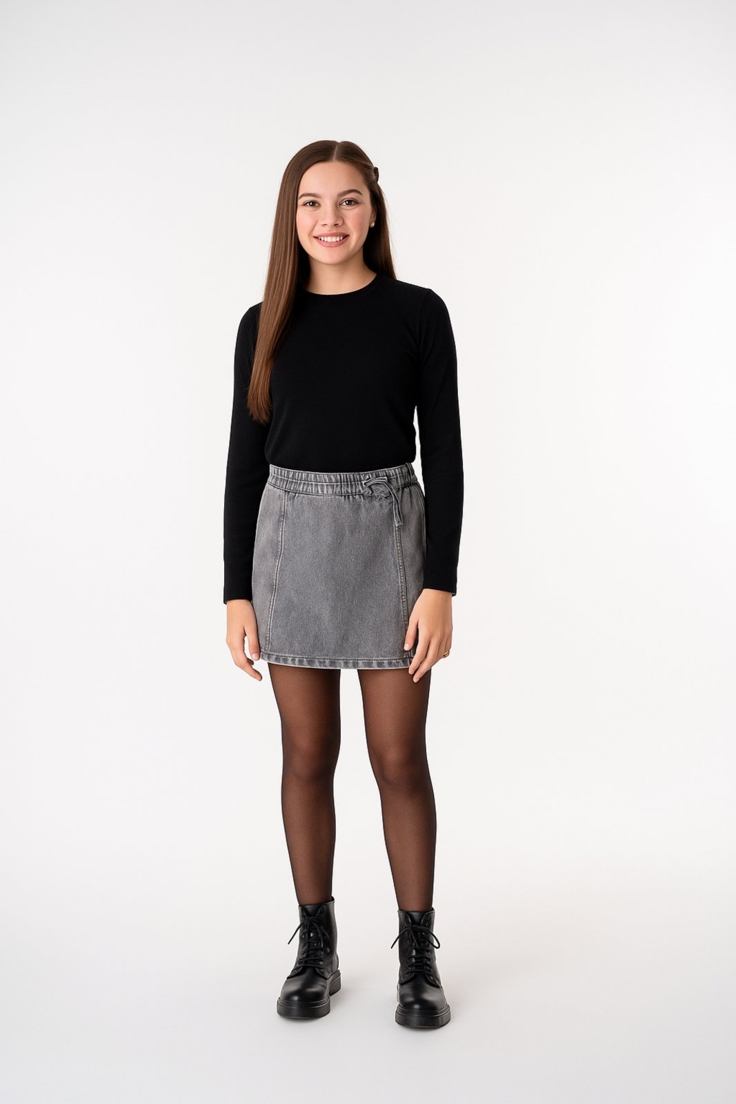 Infantil - Saia Jeans Quase Anjo Cinza Amaciada