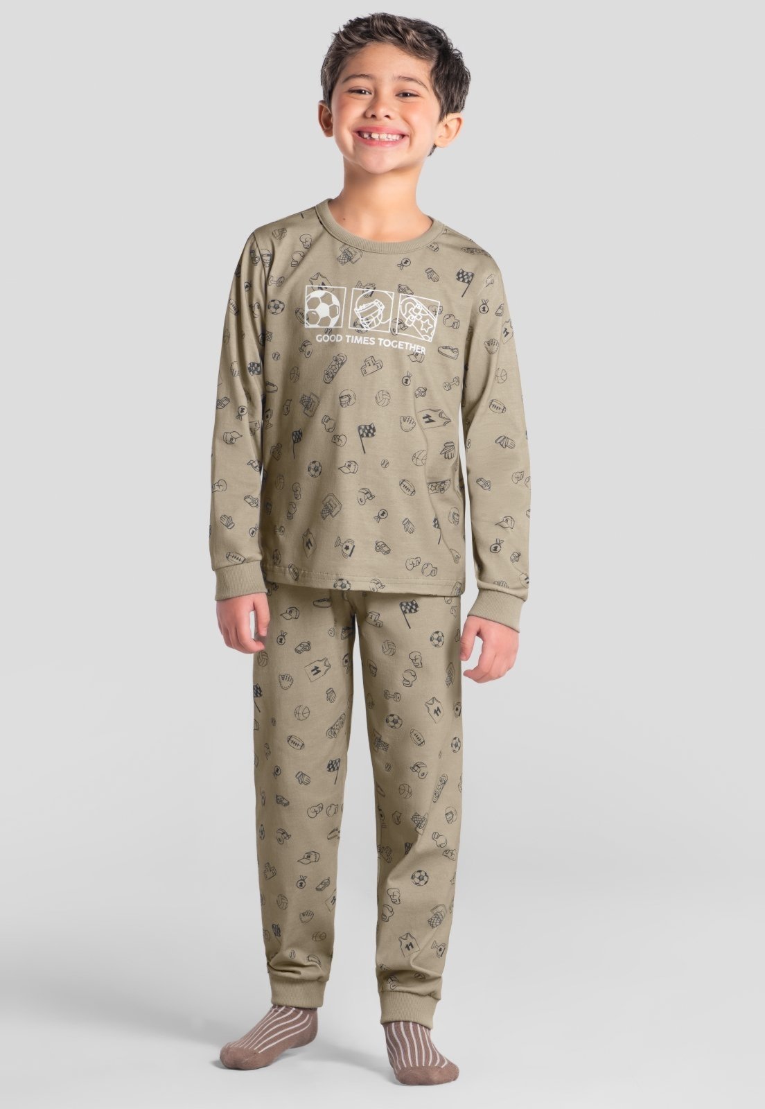 Infantil - Pijama menino esportes brilha no escuro Brandili