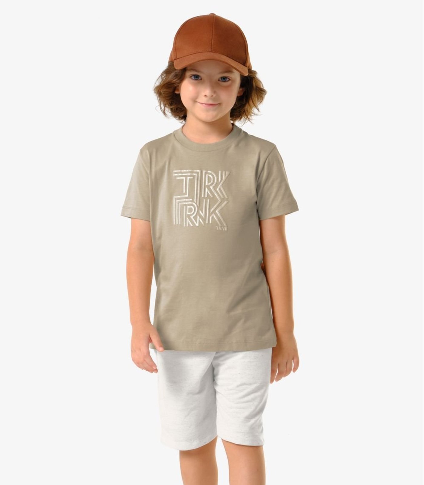 Infantil - Conjunto Camiseta Com Bermuda Trick Nick Bege