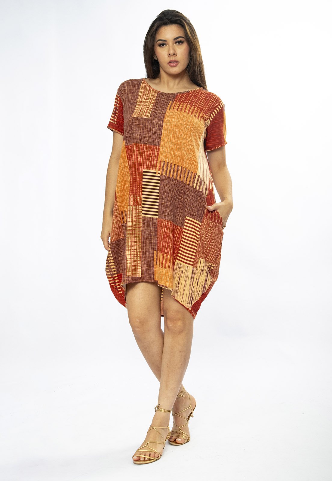 Vestido Curto Amazônia Vital Malha Amplo Always Estampa Tramas do Sol