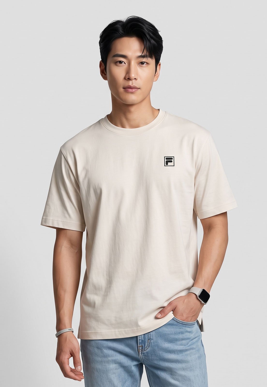 Camiseta Masculina Fila Over Box Soft Blend Branca