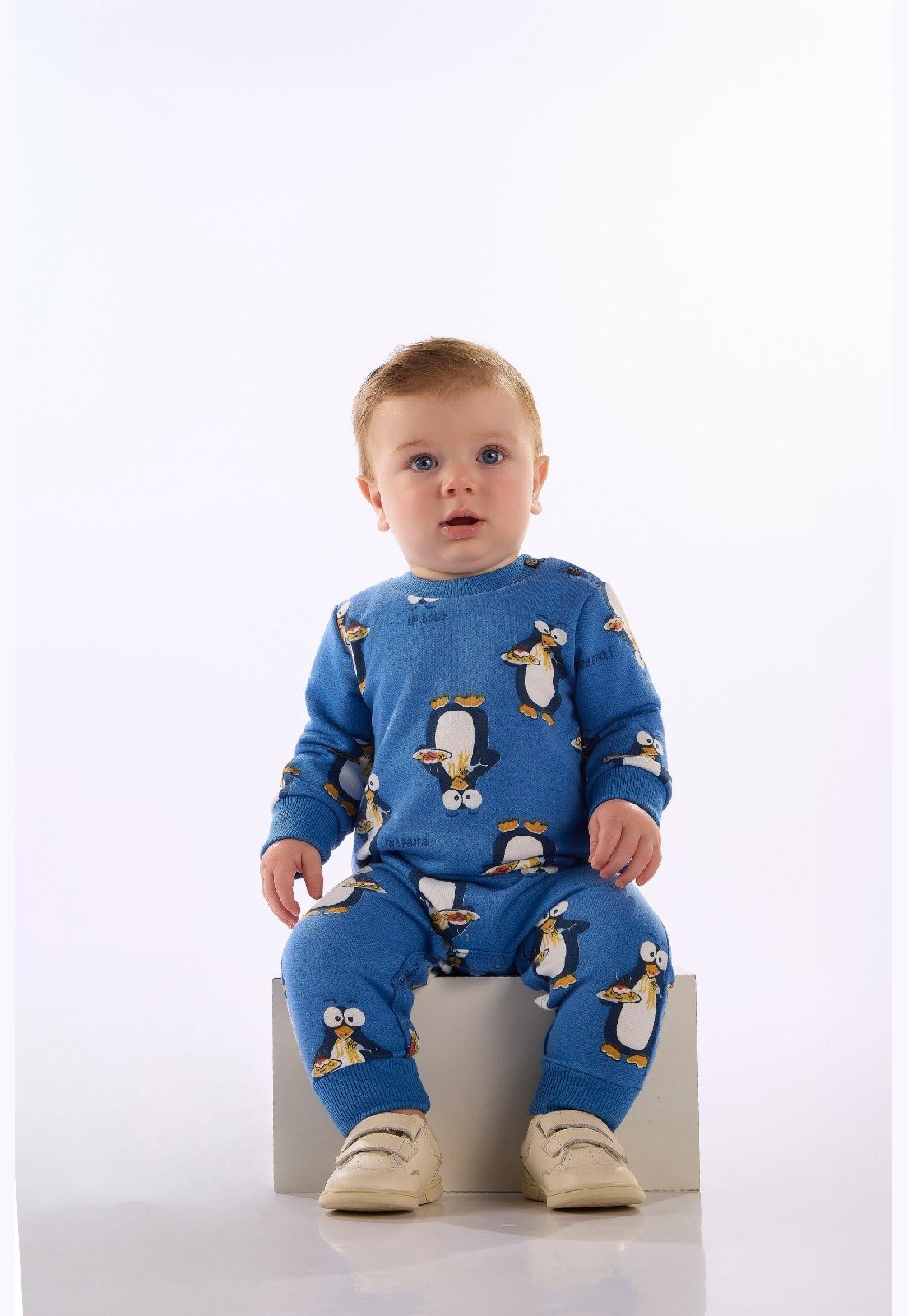 Infantil - Macacão Moletom Penguin Up Baby Azul
