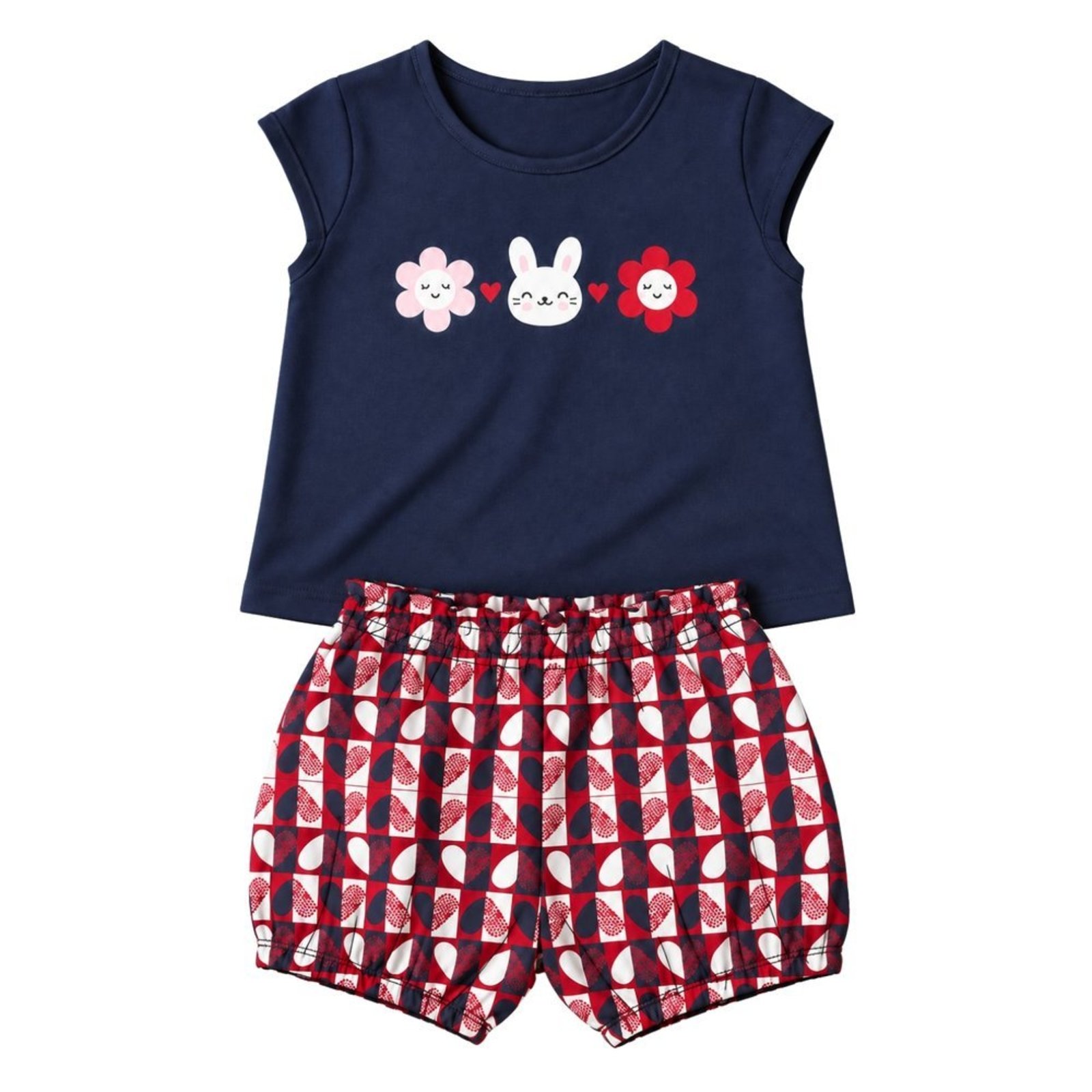 Infantil - Conjunto Menina Blusa Cotton Bermuda Cotton