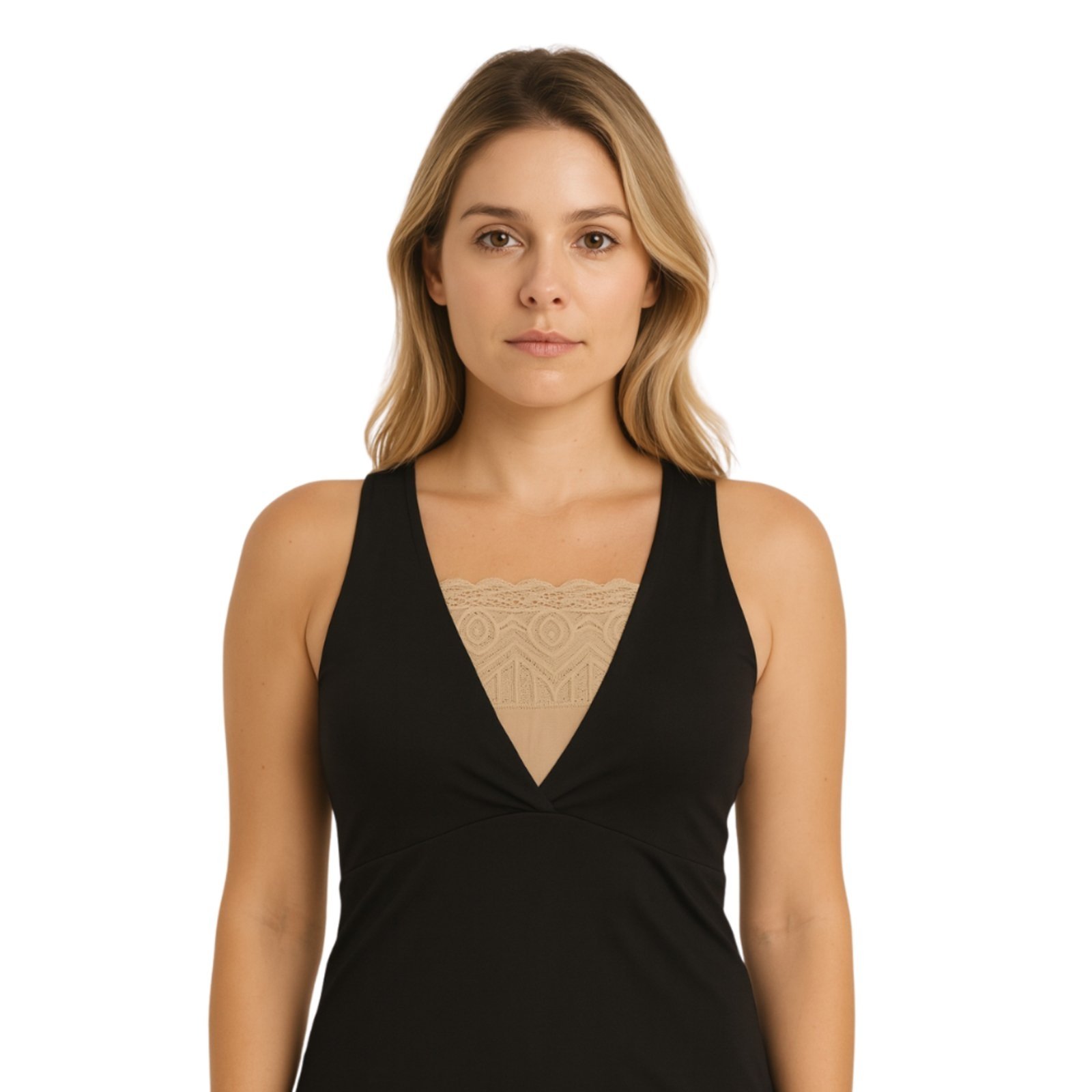 Tapa Decote Para Roupas Reflexo Íntimo Renda Disfarça Decote Esconde Colo Bege