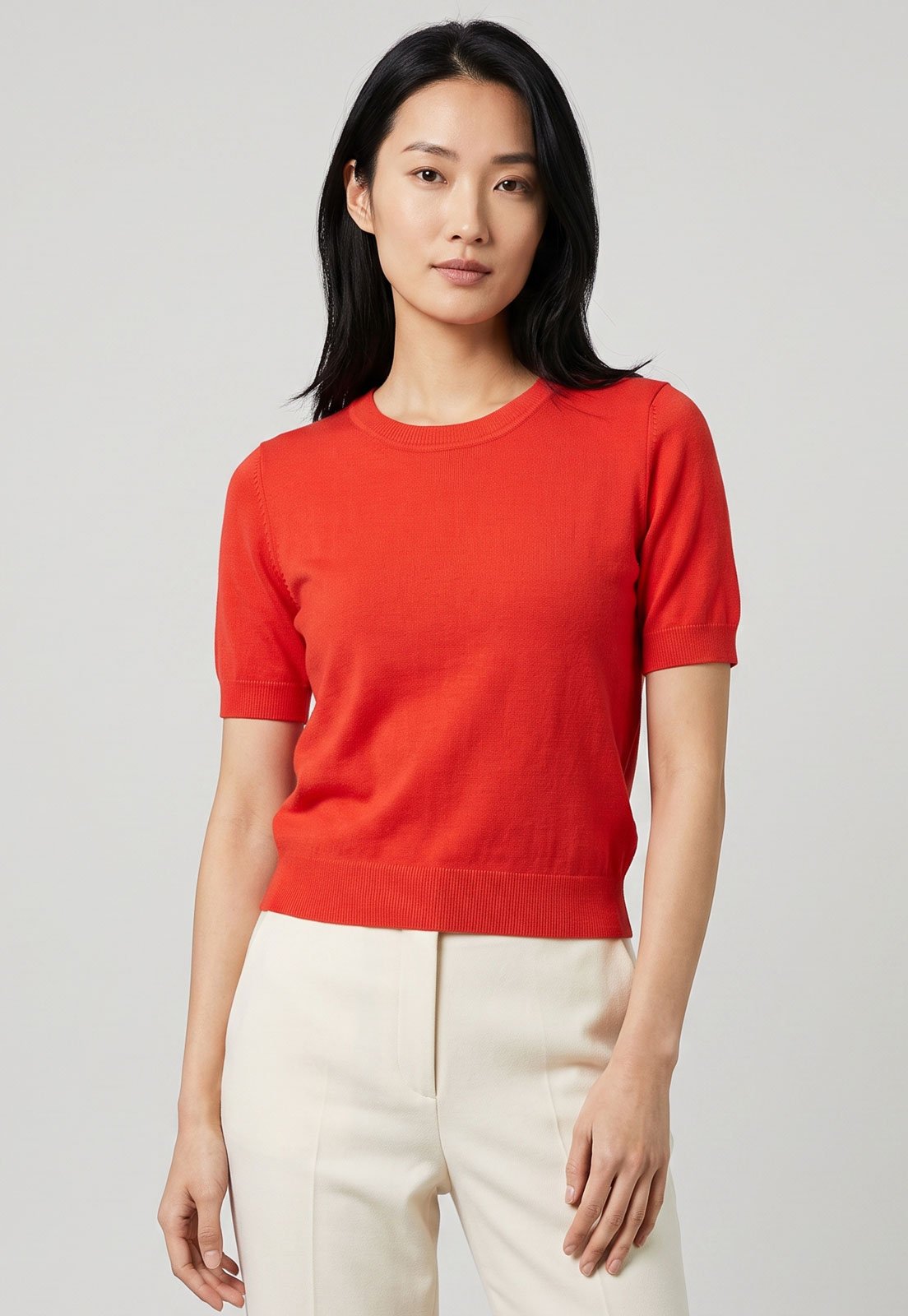 Blusa Feminina Lez a Lez Tricô Manga Curta Laranja