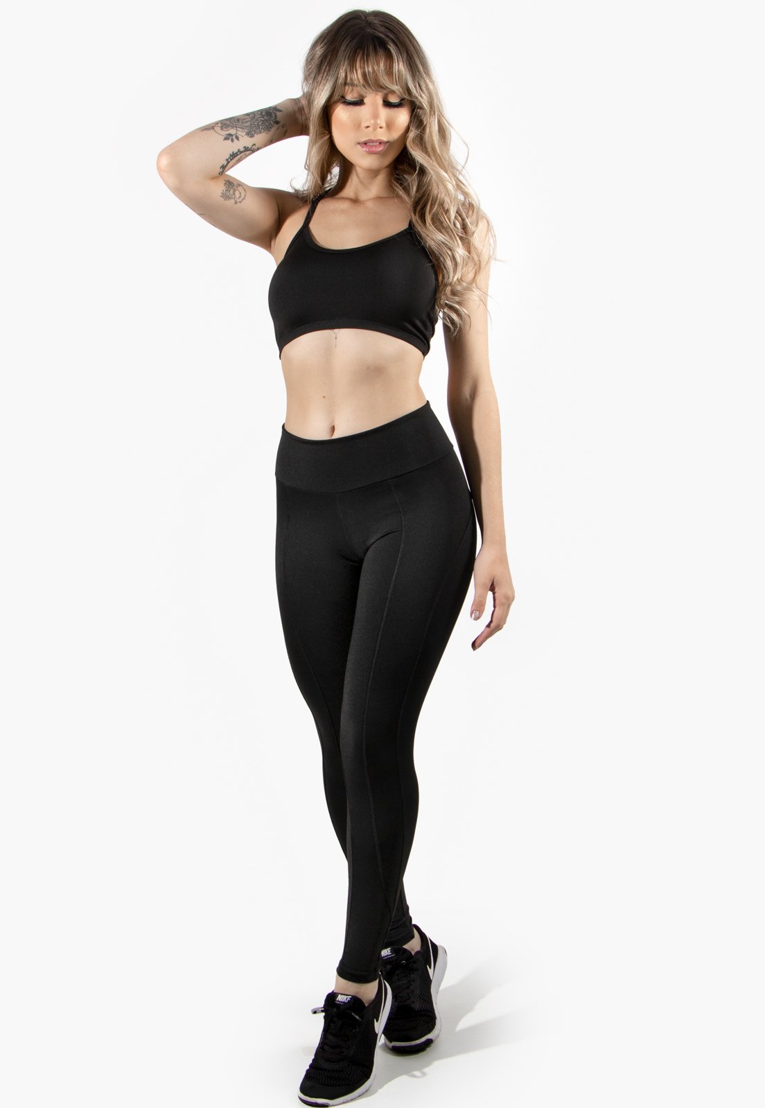 Calça Legging 4 Estações Montaria Cintura Alta Lisa Calça Fitness Preto