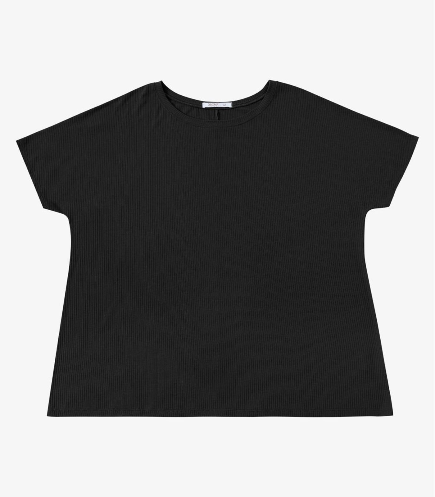 Blusa Manga Morcego Feminina Plus Size Secret Preto