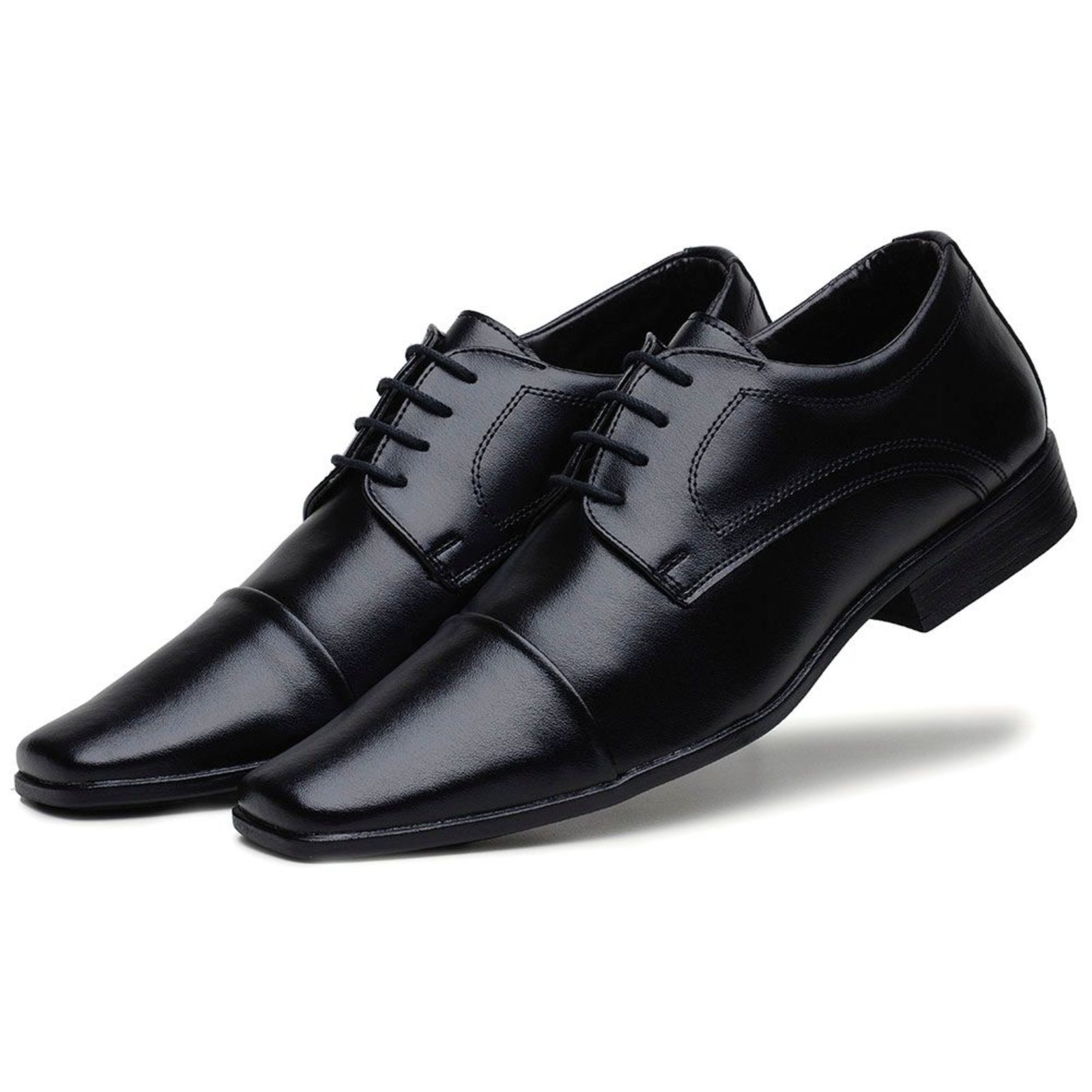 Sapato Social Masculino Confort com Cadarço Ortopédico Macio Elegante Luxuoso Preto