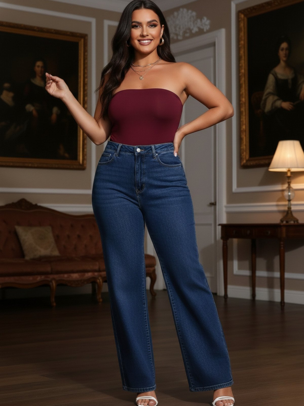 Calça Wide Leg Azul Escura Alpha Street Wear Elegância e Conforto em Um Só Look