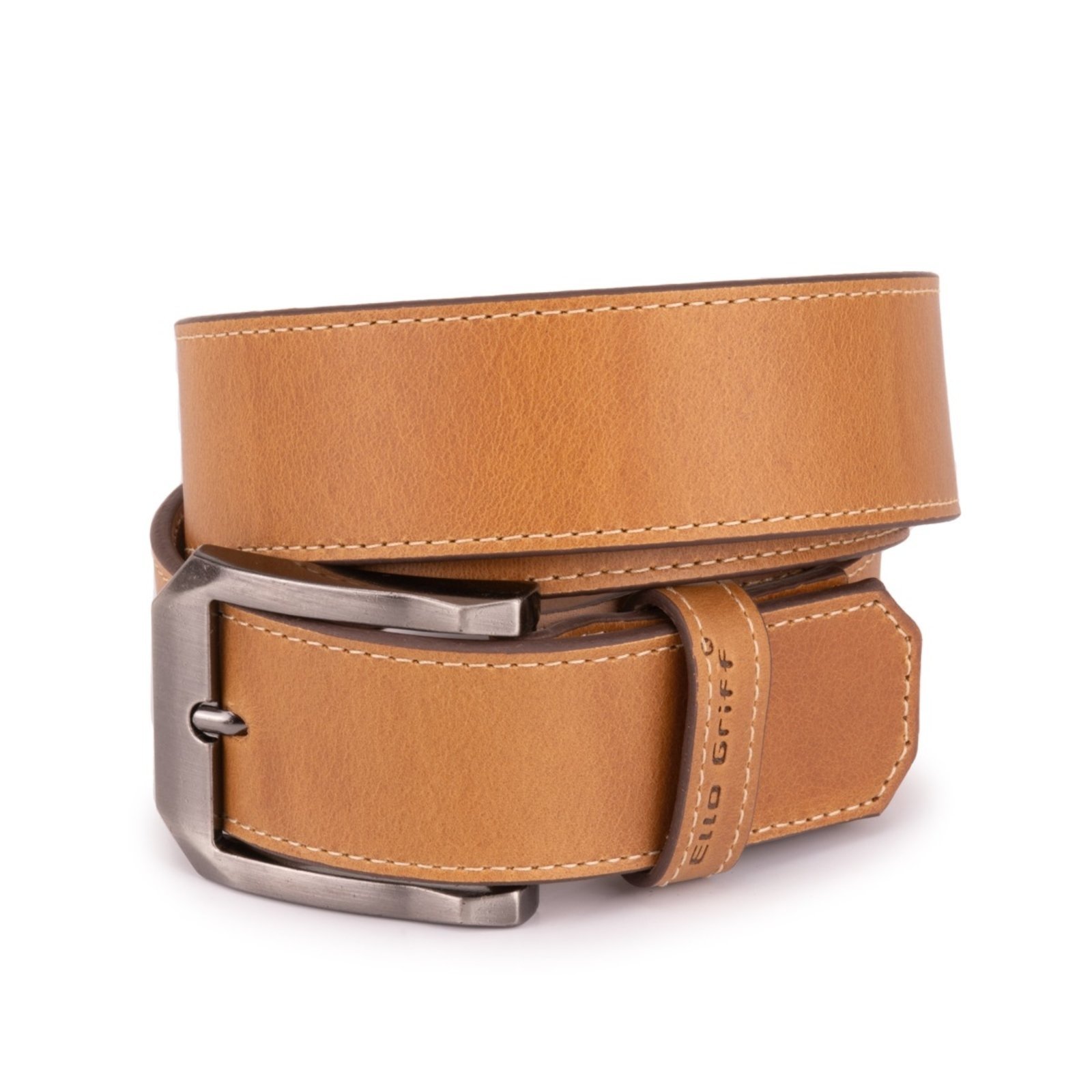 Cinto Masculino Couro Legítimo Casual Esportivo Ajustável Marrom-claro Ello Griff