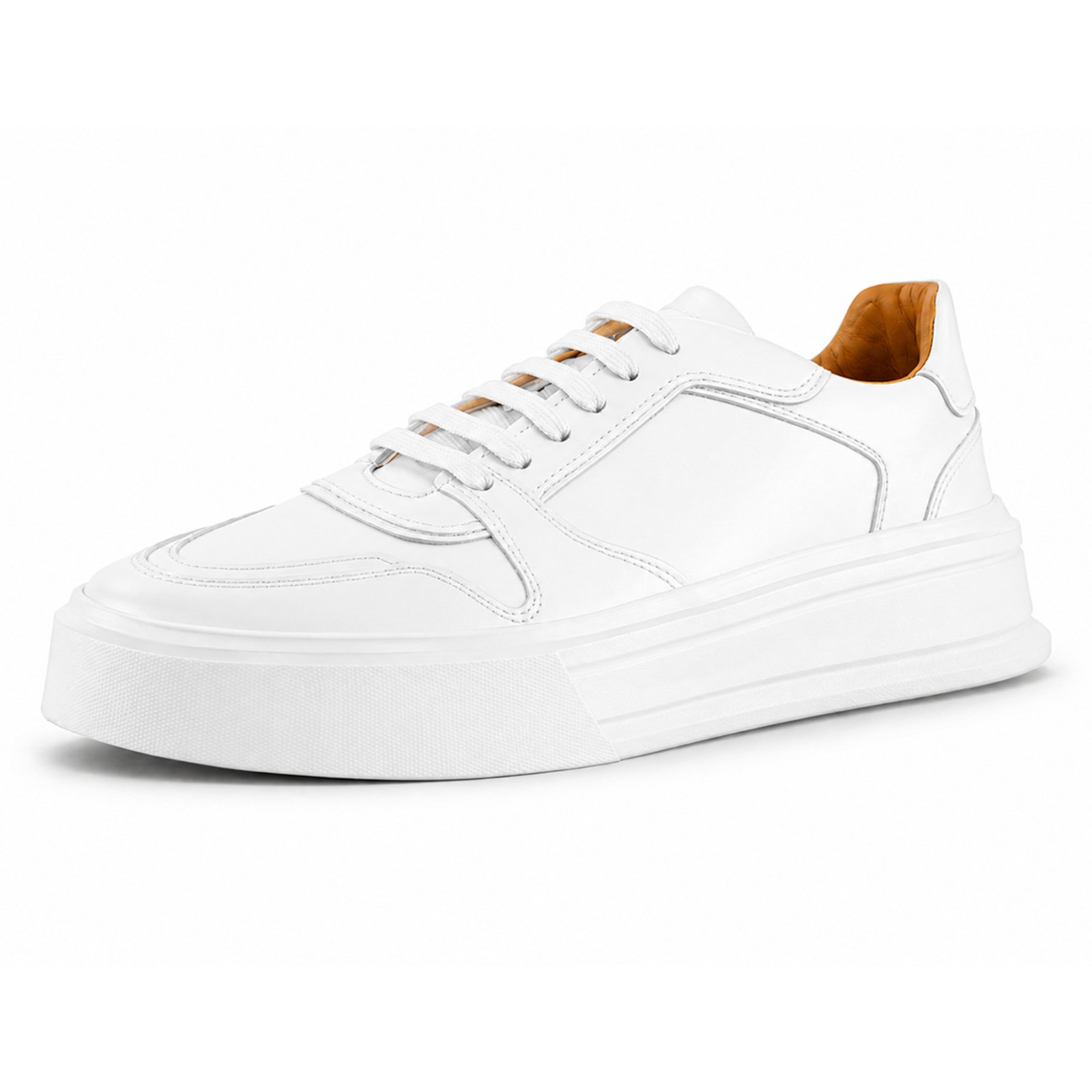 Tênis Masculino Navit Shoes Couro Legítimo Premium Forrado Conforto Solado Leve White