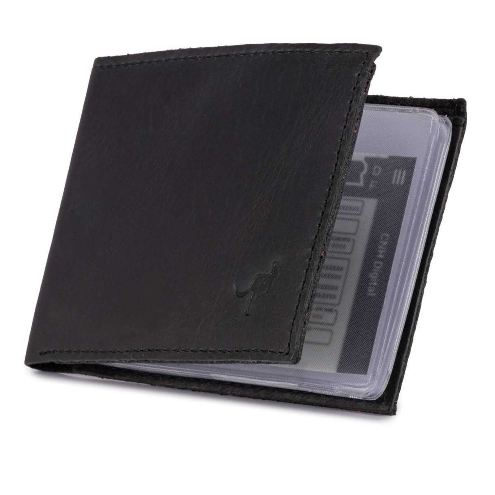Carteira Porta Cartão Compacta Slim Couro Legítimo com plástico ello griff Preto