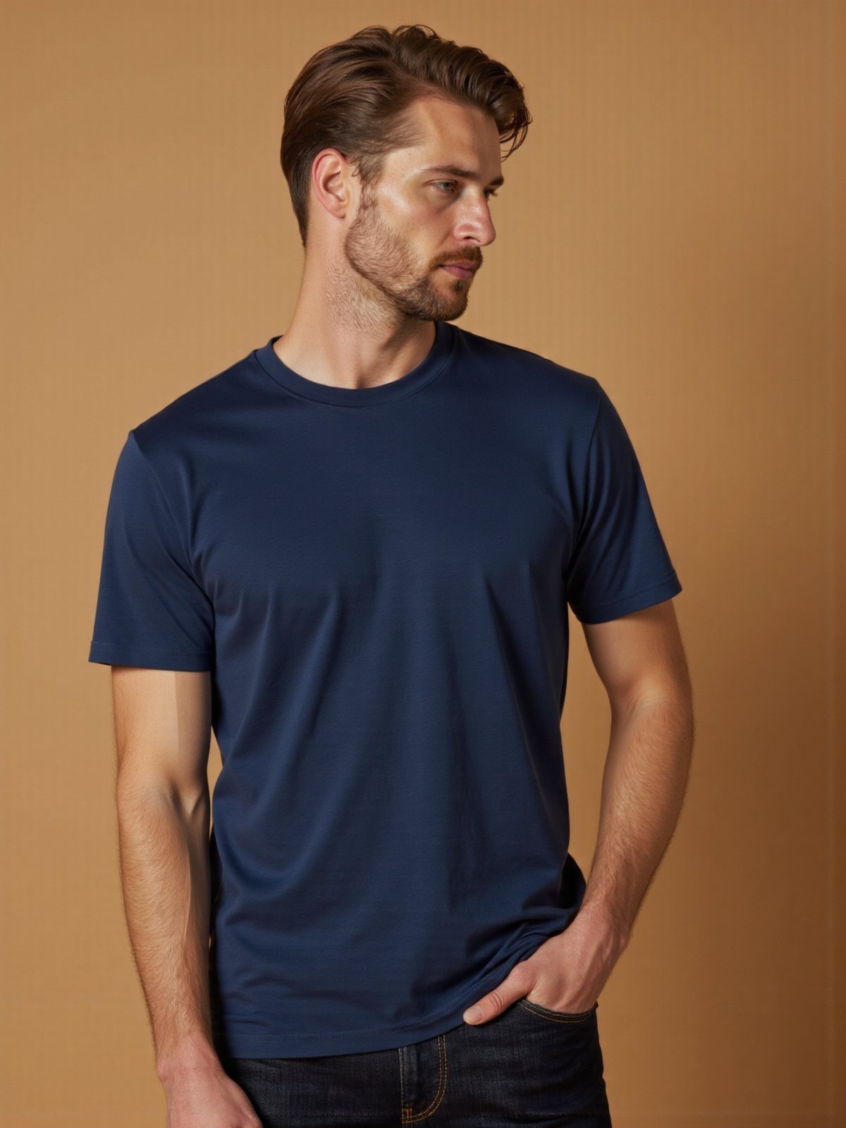 Camiseta Masculina Lisa Algodão Penteado Tradicional Básica