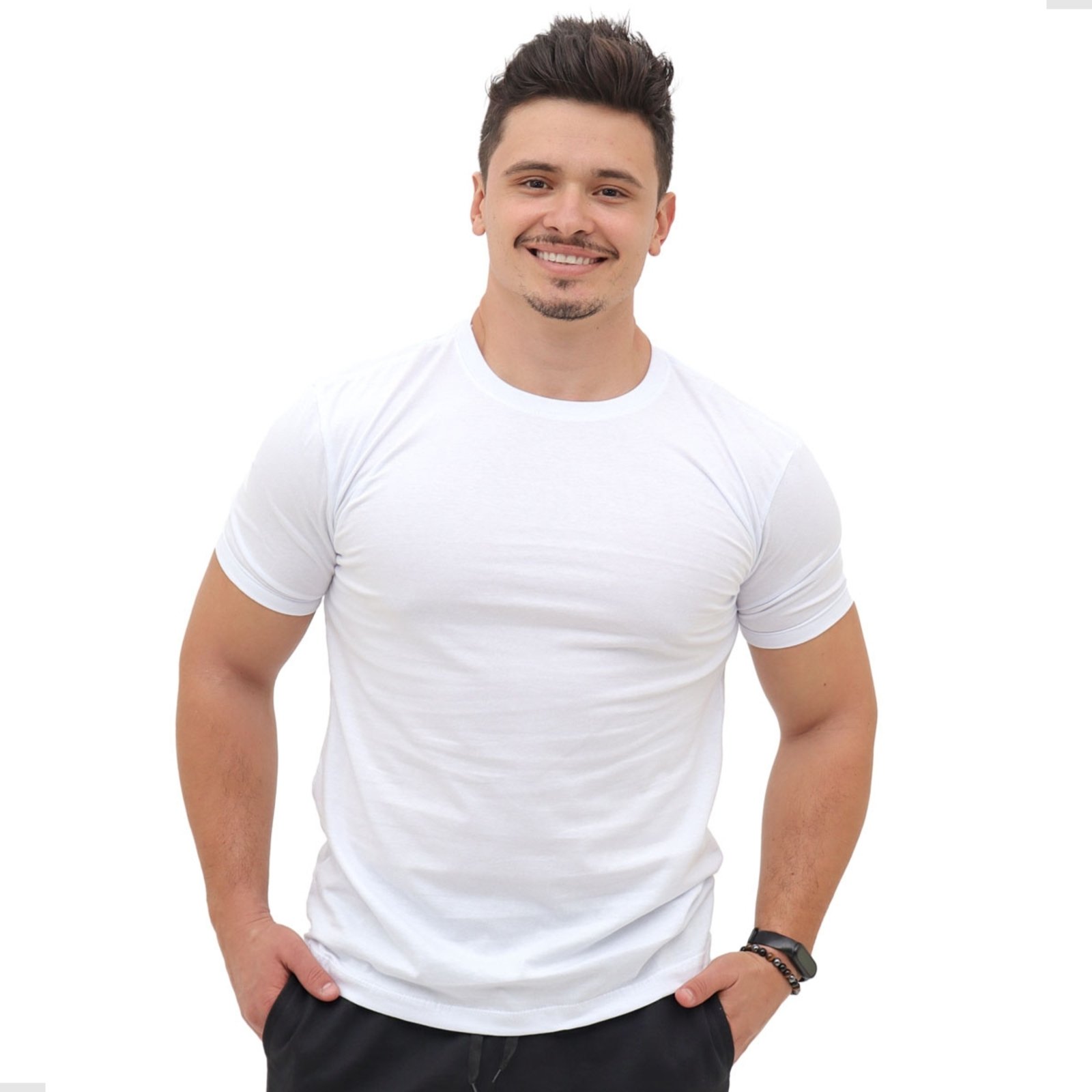 Camiseta Branca Masculina Básica Algodão Lisa Un Techmalhas Branco